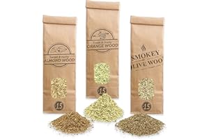 Smokey Olive Wood Sow 3X 300mL selección de virutas de Madera: Olivo, Almendro y Naranjo. Talla Nº1.5: para Pistola ahumadora