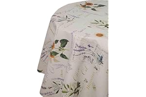 ‎DECOHOMETEXTIL Wachstuch Robuste Leinen Prägung Pro RUND OVAL ECKIG Breite & Länge wählbar Heilpflanzen Rund 160 cm abwaschbare Tischdecke Gartentischdecke