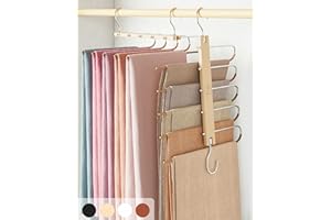 MORALVE Trouser Hangers Space Saving - 2 Pack European Beechwood Scarf Hangers - Closet Organiser Jean Hangers - Scarf Holder Closet Space Saving Hangers - Pants Rack Leggings Hanger Space Saver