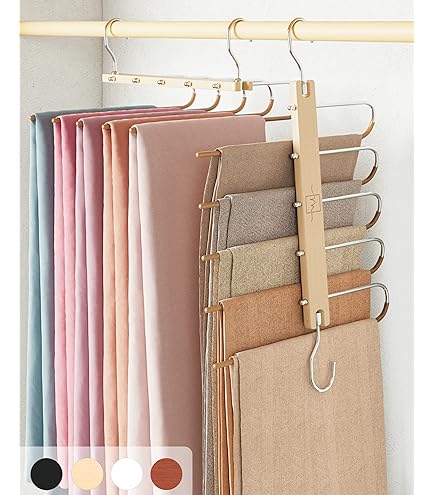 Cintre à Écharpes En Bois LMSAWK - 10 Boucles Pour Écharpes, Cravates Et Ceintures (Marron)
