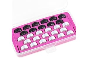 ‎NEW BROTHREAD New brothread 28pcs 17Weiß + 11Schwarz 60S/2 (90WT) Vorgewickelten Spulen Unterfaden Kunststoff Größe A SA156 für Stickerei und Nähmaschine DIY Stickgarn Nähgarn