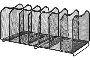 Simple Trending Mesh Desktop File Sorter Organizer, 7-Section Bookshelf for Desk Home Office, Black