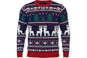 Litherday Śmieszne męskie swetry świąteczne z długim rękawem brzydki wzór pingwina, świąteczny sweter z dzianiny z okrągłym dekoltem