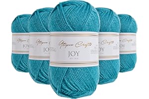 Utopia Crafts JOY DK Fil à tricoter 5 x 50 g, 100% acrylique, bleu sarcelle