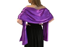 Central Chic Silky Satin Wedding Wrap Stole Shawl Pashmina Scarf For Brides Bridesmaids in Ivory White Black Blue Silver Gold Pink Grey Green