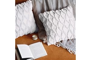 Pagnanno. Set of 4 Soft Velvet Cushion Covers 45x45cm(18x18 Inches) Fluff Throw Pillowcases Square Cushion Covers for Chairs,living room,bedroom with Invisible Zipper (18"x18" (Pack of 4), White)