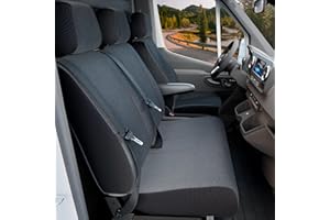 ‎WALSER Walser Transporter Sitzbezüge Auto für VW Crafter, Mercedes Sprinter, 1 Einzelsitz (Aussparung Armlehne) & Doppelbank klappbar, Auto Sitzbezüge aus Stoff Sitzschoner Auto