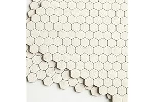 VAOVI 3d Wandfliesen Mosaik Selbstklebende,Küchenfliesen Aufkleber Badezimmer Wanddekoration Klein Steinoptik Texturiert Matte Sechsecke(Cremeweiß,10 Stück)