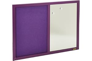 ‎BI-OFFICE Bi-Office Kombitafel Lavander, Pinnwand und Whiteboard, Violett Textiloberfläche und Silber Magnetisch, Lila MDF Rahmen 22 mm dicker, 60 x 45 cm