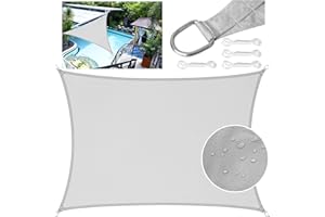 LEcylankEr Sun Shade Sail 2x3m Rectangular PES Polyester Waterproof Sail Shade with Accessories 95% UV Block Shade Sails Sun Shades for Garden Outdoor Patio Pergola Balcony (light grey, 2 x 3 m)