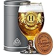 CROWNLY CRYSTAL® Personalised Gifts for Men Beer Glasses Gifts for Him Gifts for Dad and Grandad Gifts for Brother and Husband Birthday Gifts for Boyfriend Gift Ideas for Men Beer Gifts for Men (H)