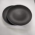 SEPARATE WAY Ceramic Stoneware Handmade 10 Inch Full Size Dinner Plate Matt Black, Set of 2