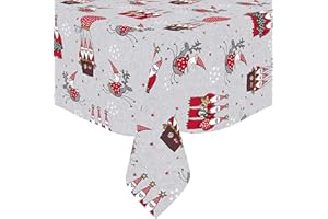 Karina Home Santa Lapland Christmas PVC Wipe Clean Tablecloth (Silver Grey, 200cm x 140cm)