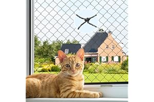 NICERINC PET Cat Netting, Balcony Netting for Pets,Steel Wire Reinforced Balcony Screen for Pets, Anti-Fall Cat Net for Balcony and Windows,Stair, Patio（Black,10 * 26ft）