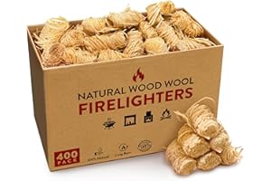 VOYTO Natural Firelighters - 400 Eco Wood Wool & Wax Fire Starter Cubes for BBQ, Pizza Oven, Log Burners & Fireplaces - Odorless, Fast Ignition, Long Burn, Chemical-Free for Indoor & Outdoor Use