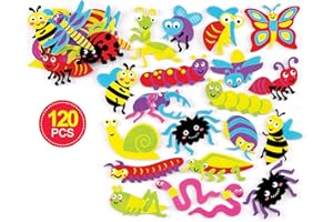 Baker Ross Autocollants insectes en mousse que les enfants pourront fabriquer et exposer - Kits de loisirs créatifs pour enfant (Lot de 120)