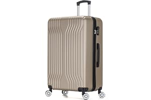 DK Luggage 28" Large Hard Shell Suitcase 4 Wheel Spinner ABS25 (Gold, 28" Large)