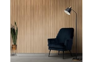 GOODS EMPORIUM Slat Wood Wall Panels - Decorative & Sound Absorbing Contemporary Acoustic Slatted Wall & Ceiling Panelling (Oak Sample 12CM)