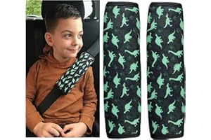 HECKBO 2X Kids Car Seat Belt Pads Seat Belt Protectors - Dinosaur - Seat Belt Pads for Kids and Babies- Ideal for Any Seat Belt Car Booster Seat Kids Bicycle