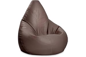 Diverpuff Puff Pera Gigante con Reposapies - Puf con Relleno Incluido XXL Interior - Ideal para Adultos y Niños (XXL, Chocolate)
