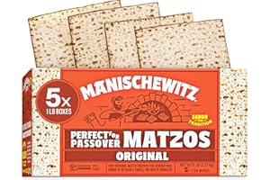 Manischewitz Passover Matzo (5x454g Boxes) The Original Manischewitz Passover Matzah | Two Ingredients only - Flour and Water - 18 Min Matzo | Unsalted | Kosher for Passover and Year Round