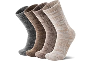 MOSEY KOSY 4 Pairs Merino Wool Walking Hiking Boot Socks Thermal Extra Thick Warm Winter Cozy Crew Comfy Cushion Work Women Men Socks