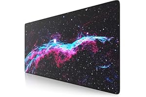 Titanwolf – Alfombrilla gaming XXL para ratón 900 x 400 – Mouse pad - Precisión y velocidad - Parte inferior de goma para una sujeción estable - Antideslizante, resistente al agua – Motivo Veil Nebula