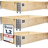 Garronda Hochbeet Aus Holz – 3 Stück, Naturbelassen, Stapelbar & Faltbar (120x40x20 Cm) – Perfekt Für Gemüse, Kräuter & Blumen