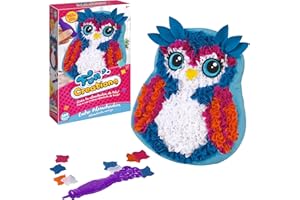 Party Town Chouette Coussin, Kit de Bricolage pour Décorer l'Oreiller, Jouets pour Fille 5 Ans ou Plus, Cadeau, Bleu, Rose et Blanc