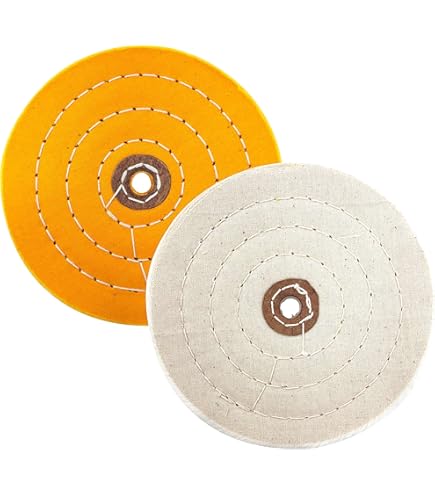 𝐋𝐮𝐨 𝐤𝐞 6 Inch Extra Thick Cotton Buffing Wheel, Spiral Sewn Muslin Cotton Polishing Wheel With 1/2'' Arbor Hole For Bench Grinder Table Grinder (Yellow