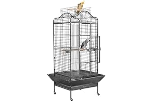 Yaheetech Rolling African Grey Parrot Cage Open Play top Large Bird Cage for Mini Macaw Cockatoo Cockatiels Small Quaker Sun Conure 160cm High