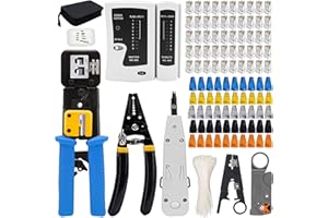 MAYLINE-TECH MAYLINE Pince à Sertir Outil de RJ45 Sertissage de Réseau Professionnel d'Ordinateur pour Kit d'outils de Testeur de LAN Câble Ethernet Cat7 Cat6a Cat6 Cat5 RJ11, Réseau d'Outils(Noir)