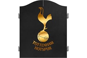 DARTS CORNER Officially Licensed Tottenham Hotspur Dart Board | Tottenham FC Spurs | Darts and Dart Board Cabinet. Multiple Designs Available. (Black - Gold Crest)