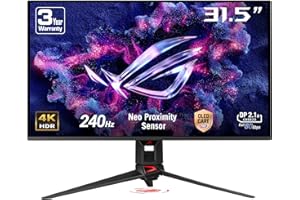 ‎ASUS ASUS ROG Swift OLED PG32UCDMR 32 Zoll 4K UHD Gaming Monitor (240 Hz, 0.03ms GtG, G-Sync, FreeSync, AdaptiveSync, 10-bit, DisplayHDR 400, 16:9, 3840x2160, DP 2.1, HDMI 2.1, 90W USB-C, USB-Hub)