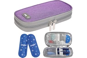 BOMKEE Bolsa de Aislado para Diabética, Portátil Medicamentos Estuche de Viaje Bolsa de Insulina con 2 Paquetes de Hielo para Bolígrafos de Insulina Suministros para Diabéticos
