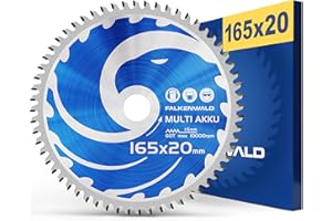 FALKENWALD® Lame scie circulaire 165 x 20 mm - Lame circulaire (Batterie, Multi) pour bois, métal, plastique et aluminium - Disque scie circulaire compatible avec Bosch, Makita et DeWalt