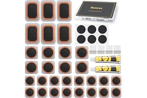 DEXNOCA Kit de RéParation Pneus de véLo - Kits de réparation, avec 30 de Vulcanisation Rustine, pour rustine véLo chambre a air, vtt, pneu moto, Les vélos de Route et de Montagne et Caoutchouc Gonflable