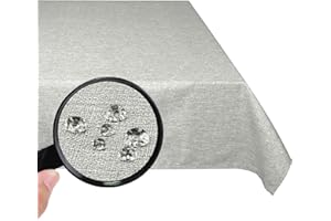 Valia Home tovaglia, facile da pulire con effetto loto, impermeabile e anti-macchia, in varie dimensioni e design (grigio, 130 x 160 cm)