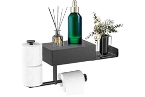 Domkan Porte-papier toilette avec boîte à lingettes humides, porte-rouleau de papier toilette sans perçage, en acier inoxydable, autocollant, pour salle de bain et cuisine, avec 2 porte-rouleaux de