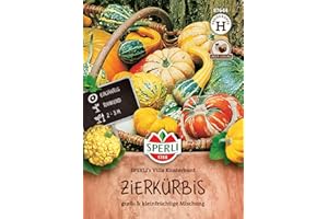 Sperli Zierkürbissamen SPERLI's Villa Kunterbunt 87644 - Kunterbunte Zierkürbis-Samen für Dekoration & Basteln, ideal für Lauben & Zäune, 180 cm Höhe, Kürbissamen Saatgut