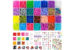 BOORIS 21900+ Loom Bands Kit with Storage Container, Rubber Band Refill in 41 Colours, 1000 Clips,280 Pony Beads, 5 Tassels, 5 Crochet Hooks and More, Bracelet Making Set for Girls Boys Kid Crafting