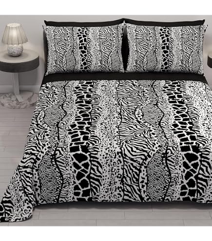 Trapuntino Copriletto Primavera/Estate Tata Home - Fantasia Zebrato Bianco/Nero, 260x260 Cm, Microfibra 100 Gr/mq, Made In Italy