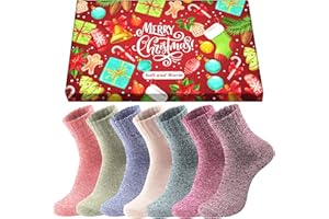 Fullogo 7 Pairs Womens Wool Socks, Thick Ladies Thermal Socks, Vintage Warm Socks Women, Winter Womens Socks Ladies Socks