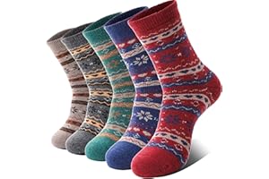 EBMORE Womens Thermal Wool Socks Warm Walking Cosy Winter Thick Boot Crew Comfy Work Hiking Gift Socks for Ladies 5 Pairs
