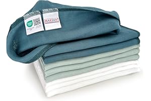 MAKIAN Lange Bebe 40x40 cm (Lot 9 Pièces), Langes Bébé 100% Coton Doux 4 Épaisseurs, Qualité Supérieur, Certifié Oeko-Tex, Lavable (Vert Blanc)