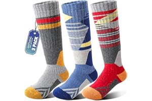 ANTSANG 3 Paia Calzini Sci Lana Merino Bambini Ragazzi Ragazze Termici Caldi Spessi Inverno Imbottiti per Snowboard Sci