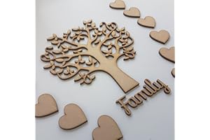DTTRA Wooden Family Tree Shape for Crafts, Love - Perfect for Family Tree, Weddings, guestbook (15cm)