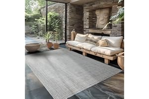 ‎CARPETTEX TEPPICH Carpettex Outdoor Teppich Wetterfest 80x250 cm Läufer Sisal Optik Silberfarbe - Ideal für Balkon, Garten, Terrasse, als Küchenläufer - Draußen Teppich Waschbar, Flachgewebe, Wasserfest, Pflegeleicht