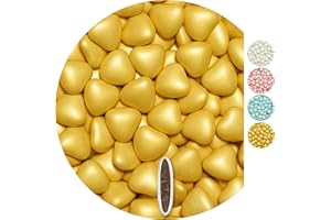 ‎EINSSEIN EinsSein 0.5 kg Chocolate Hearts Dragees Medium Gold Pearl Party Favours Wedding, Christening, Communion, Children's Birthday Party | Chocolate Dragees, Heart Shaped Dragees or Chocolate Lenses as a