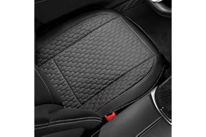 ‎POKSRI POKSRI 1 STK Autositzbezug aus Leinen, Vorderseitenboden, Fahrersitzpolster, echter Leinenstoff Sitzmatte, rutschfest, universell geeignet für Fahrzeuge, Lastwagen, SUV (schwarz)